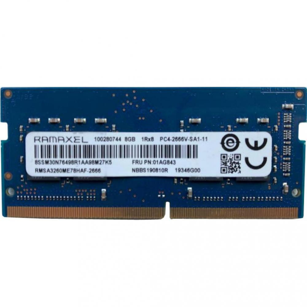 Пам ять Ramaxel 8 GB SO DIMM DDR4 2666 MHz RMSA3260ME78HAF 2666