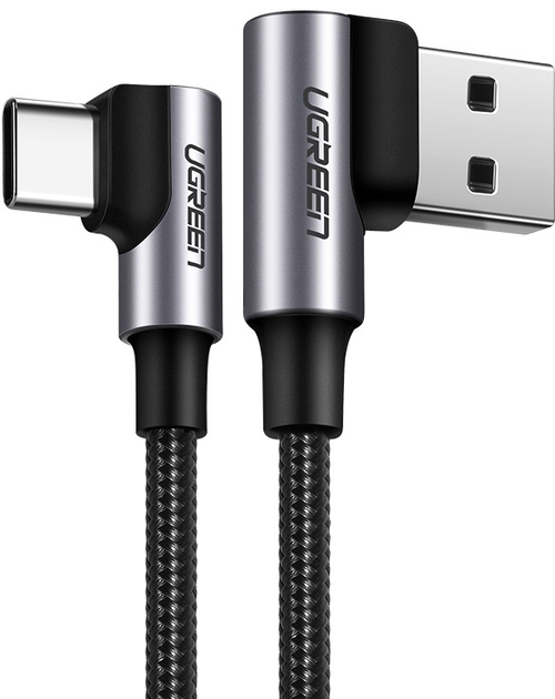 Кабель Ugreen US176 Angled USB 2 0 to Angled USB Type C Cable Nickel