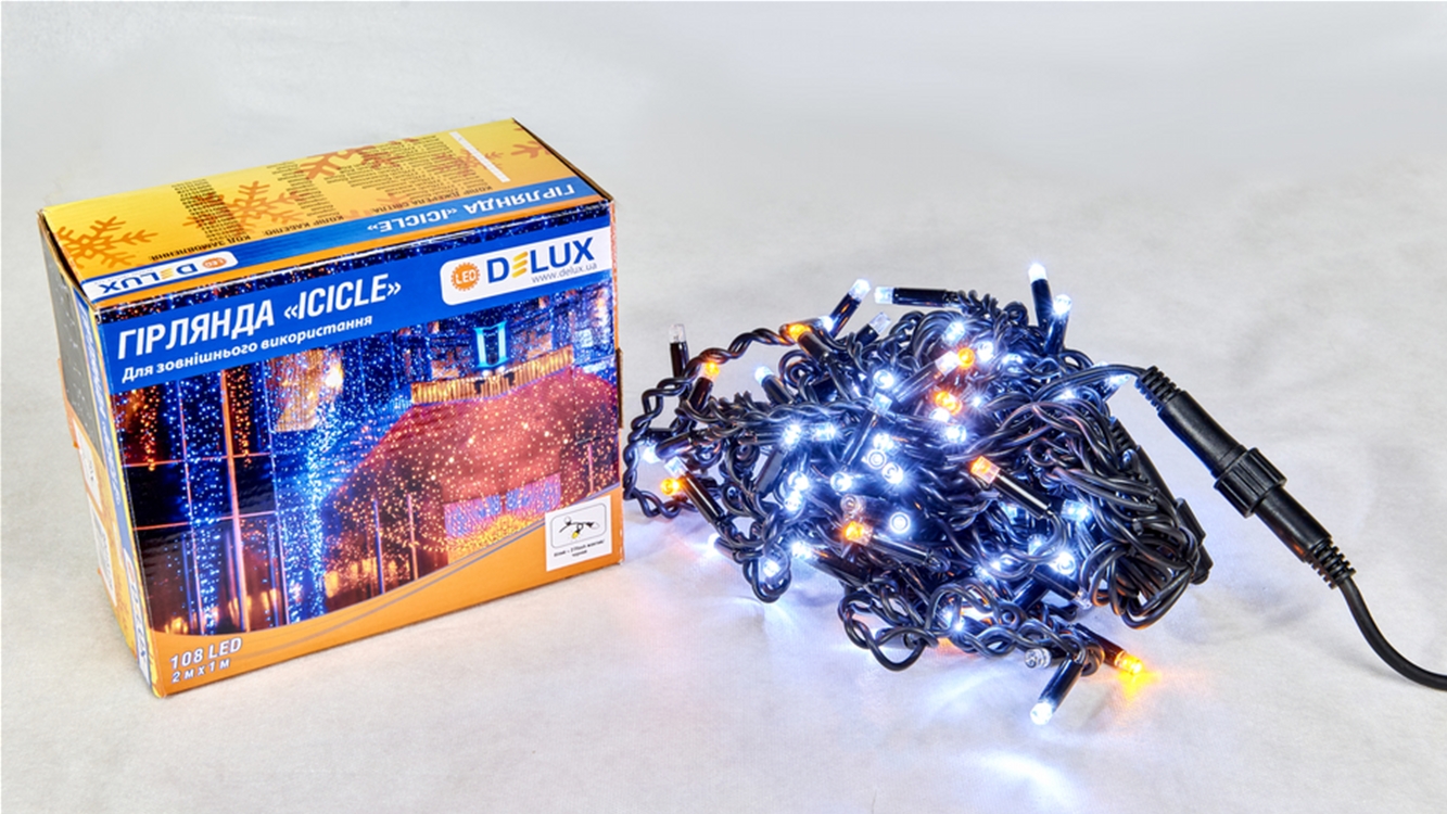 Светодиодная гирлянда DELUX ICICLE 108LED 2x1 м Желтый flash Белый/Черный IP44 (90015178)
Светодиодная гирлянда DELUX ICICLE 108LED 2x1 м Желтый flash Белый/Черный IP44 (90015178)