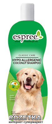 Шампунь Espree Hypo-Allergenic Coconut Shampoo гипоаллергенный очищение, восстановление, увлажнение шерсти 355 мл
Шампунь Espree Hypo-Allergenic Coconut Shampoo гипоаллергенный очищение, восстановление, увлажнение шерсти 355 мл