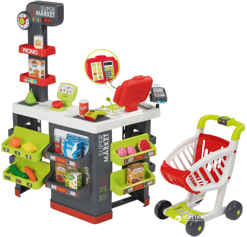 Интерактивный супермаркет Smoby Toys City Market со звуковыми эффектами, тележкой и аксессуарами (350213) (3032163502135)
Интерактивный супермаркет Smoby Toys City Market со звуковыми эффектами, тележкой и аксессуарами (350213) (3032163502135)