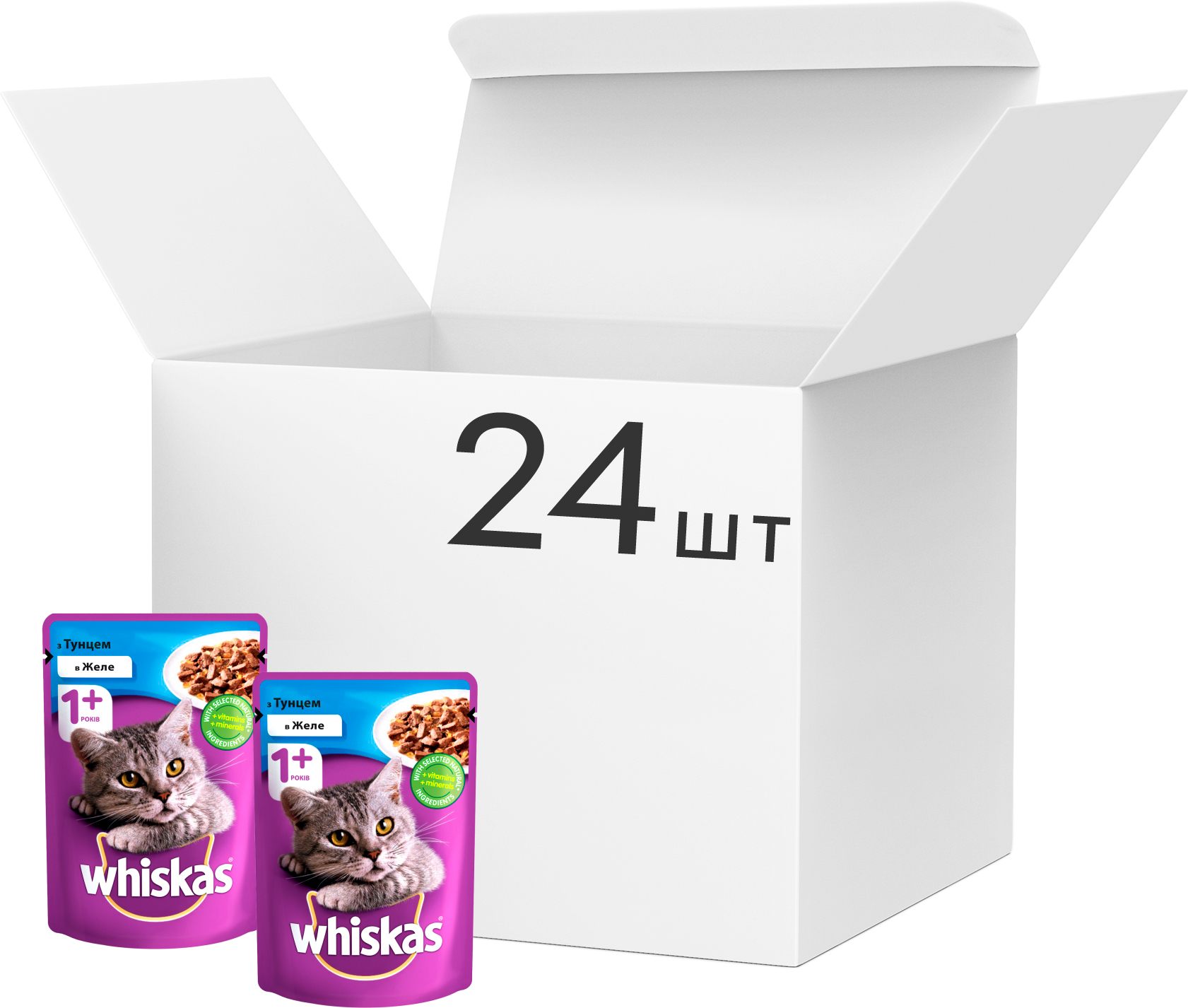 Упаковка влажного корма для котов Whiskas с тунцом в желе 24 шт по 100 г (4770608253134)
Упаковка влажного корма для котов Whiskas с тунцом в желе 24 шт по 100 г (4770608253134)