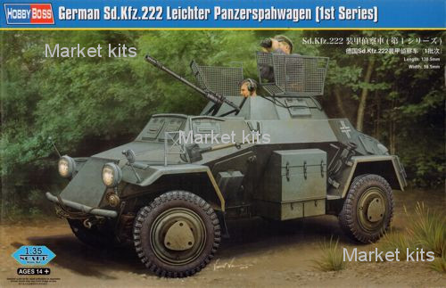 Немецкий бронированный автомобиль Sd.Kfz.222 Leichter Panzerspahwagen (1st Series) 1:35 Hobby Boss (HB83815)
Немецкий бронированный автомобиль Sd.Kfz.222 Leichter Panzerspahwagen (1st Series) 1:35 Hobby Boss (HB83815)