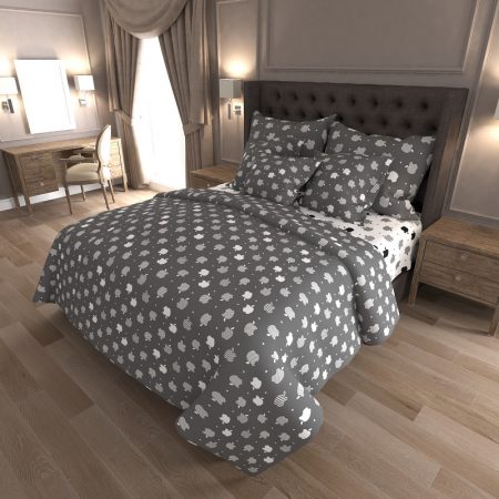 Комплект постельного белья Уютная Жизнь Бязь Голд Полуторный 150x220 (K-G-N-7440-grey-white) Apple на сером 
Комплект постельного белья Уютная Жизнь Бязь Голд Полуторный 150x220 (K-G-N-7440-grey-white) Apple на сером