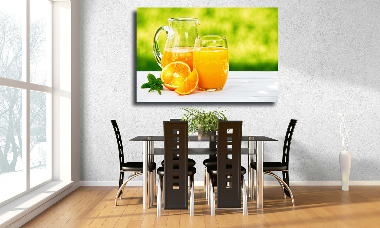 Картина на холсте Кувшин и стакан свежевыжатого апельсинового сока, украшенный веточкой мяты 90х60
Картина на холсте Кувшин и стакан свежевыжатого апельсинового сока, украшенный веточкой мяты 90х60