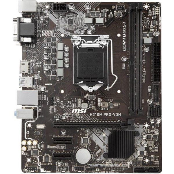 Мат. плата MB MSI H310M PRO-VDH PLUS (iH310/s1151/2xDDR4 2666MHz/1xPCIe x16/2xPCIe x1/4xSATA3/Glan/2xUSB3.1/4xUSB2.0/D-Sub, DVI, HDMI/Audio 7.1ch/mATX)
Мат. плата MB MSI H310M PRO-VDH PLUS (iH310/s1151/2xDDR4 2666MHz/1xPCIe x16/2xPCIe x1/4xSATA3/Glan/2xUSB3.1/4xUSB2.0/D-Sub, DVI, HDMI/Audio 7.1ch/mATX)