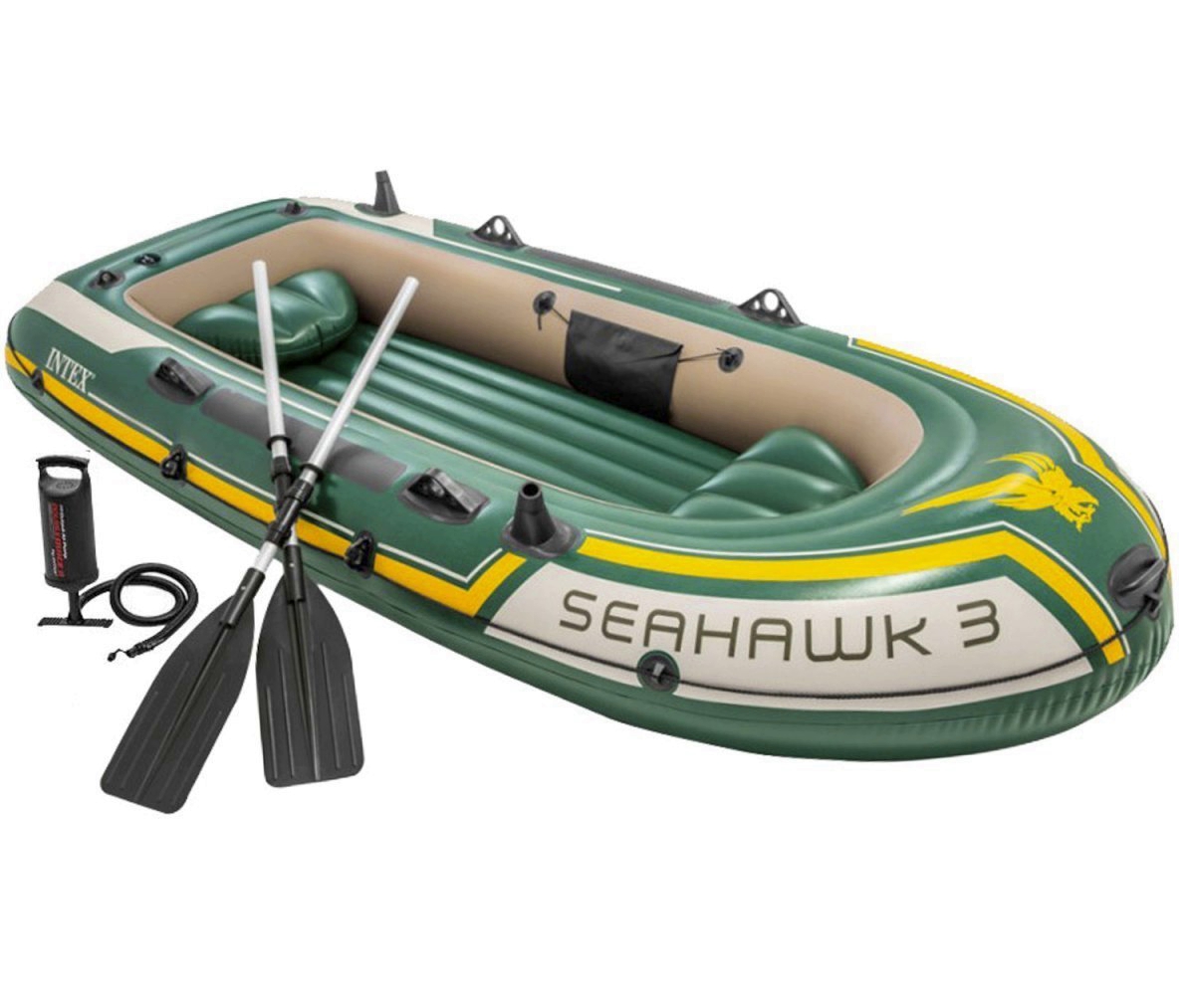 Трехместная надувная гребная лодка пвх (295х137х43) Intex 68380 Seahawk 3 Set 360 кг с веслами и насосом держателями для удочек
Трехместная надувная гребная лодка пвх (295х137х43) Intex 68380 Seahawk 3 Set 360 кг с веслами и насосом держателями для удочек