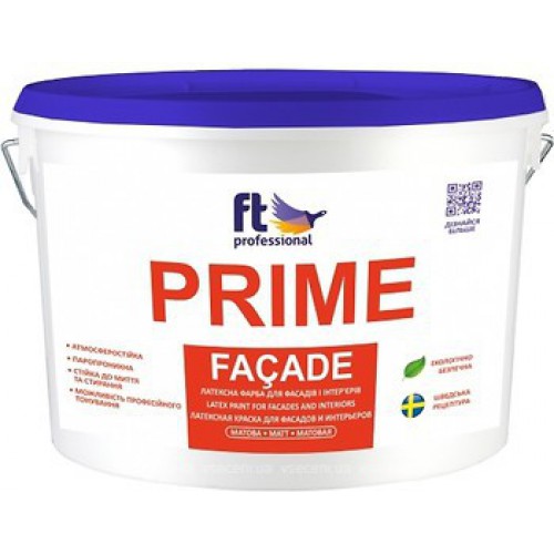 Универсальная латексная краска для фасада и интерьера FT Professional Prime Facade Белый 10 л
Универсальная латексная краска для фасада и интерьера FT Professional Prime Facade Белый 10 л