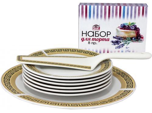 Набор для торта "Греция", блюдо Ø27см, 6 тарелок Ø18см и лопатка 27см (керамика)
Набор для торта "Греция", блюдо Ø27см, 6 тарелок Ø18см и лопатка 27см (керамика)