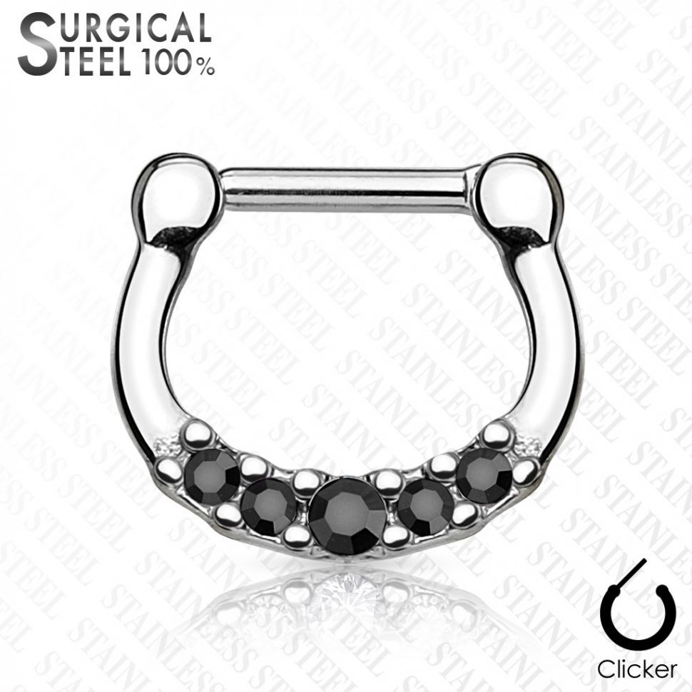 Серьга для пирсинга септума PiercedFish SEPS-36 с фианитами (Цвет фианитов: Черный, Толщина: 1,2мм)
Серьга для пирсинга септума PiercedFish SEPS-36 с фианитами (Цвет фианитов: Черный, Толщина: 1,2мм)