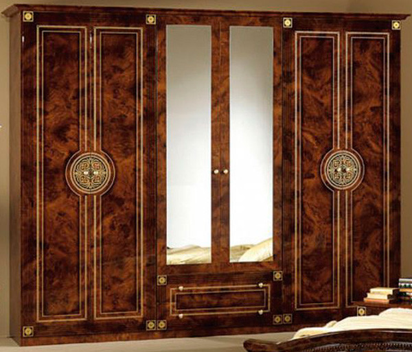 Шкаф с зеркалами 6Д Мебель Сервис Рома Корень лак