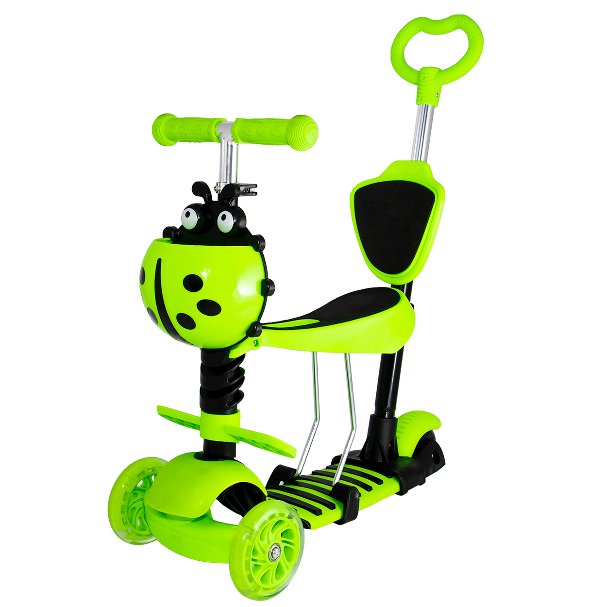 Cамокат детский ScooteX MixBug 5 in 1 зеленый с родительской ручкой и сиденьем
Cамокат детский ScooteX MixBug 5 in 1 зеленый с родительской ручкой и сиденьем