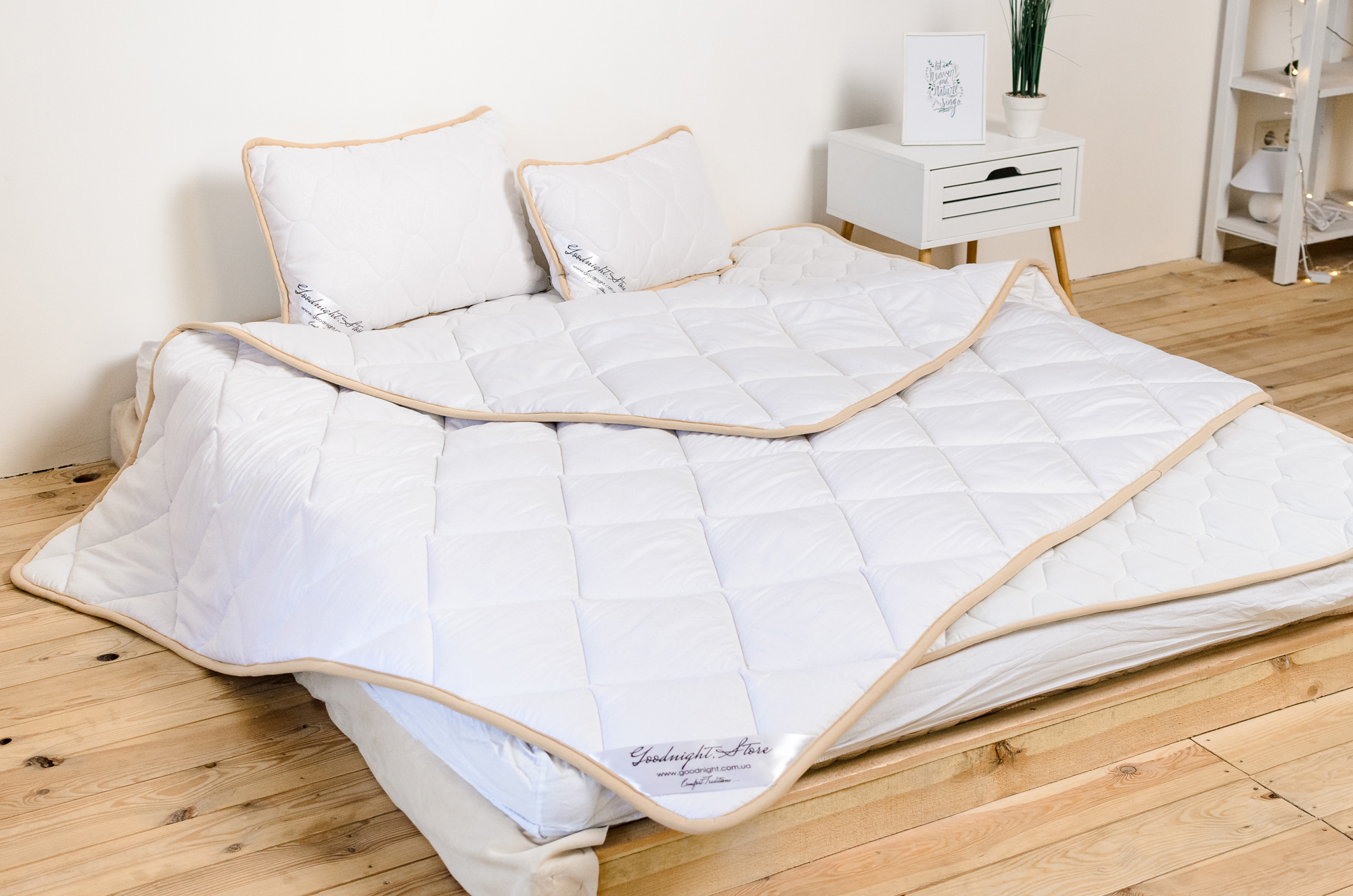 Комплект сімейний 2 в 1 Goodnight.Store (Standart, Ковдра 140х200 2 шт + Подушка 40х60 2 шт) з овечої вовни Мериносу всесезонний сірий / білий у смужку 
Комплект сімейний 2 в 1 Goodnight.Store (Standart, Ковдра 140х200 2 шт + Подушка 40х60 2 шт) з овечої вовни Мериносу всесезонний сірий / білий у смужку