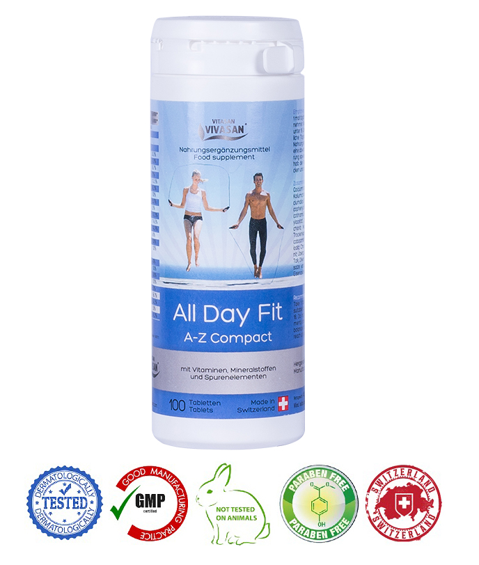 Натуральные швейцарские витамины Бодрость на весь день/All Day Fit VIVASAN Original 100 таблеток GMP Sertified Фитопрепарат
Натуральные швейцарские витамины Бодрость на весь день/All Day Fit VIVASAN Original 100 таблеток GMP Sertified Фитопрепарат