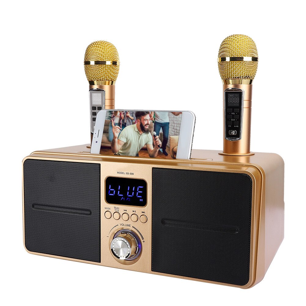 Караоке система беспроводная SDRD SD-309 на два микрофона и с колонкой + Bluetooth 4.2 и поддержка 3D стерео 30 Вт Золотистый
Караоке система беспроводная SDRD SD-309 на два микрофона и с колонкой + Bluetooth 4.2 и поддержка 3D стерео 30 Вт Золотистый