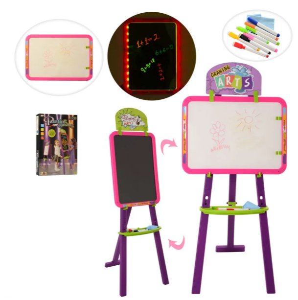 Мольберт детский для рисования двухсторонний YI MA TOYS YM823-4 3 в 1 LEDпланшет-36-48см), маркеры, свет, меняет цвет Фиолетовый
Мольберт детский для рисования двухсторонний YI MA TOYS YM823-4 3 в 1 LEDпланшет-36-48см), маркеры, свет, меняет цвет Фиолетовый