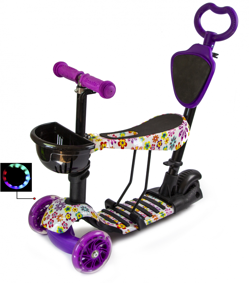 Детский самокат Scooter 5 в 1 Фиолетовый Цветочек с рисунком и родительской ручкой
Детский самокат Scooter 5 в 1 Фиолетовый Цветочек с рисунком и родительской ручкой