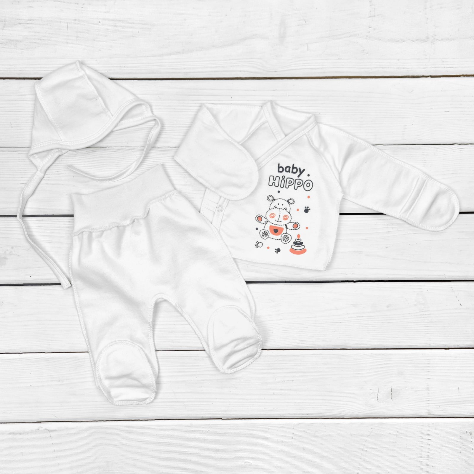 Распашонка Malena ползунки чепчик hippo 62 см белый 
Распашонка Malena ползунки чепчик hippo 62 см белый