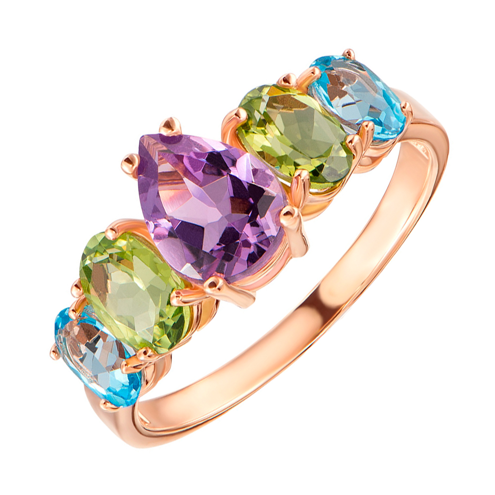 Кольцо в красном золоте с аметистом, голубыми топазами и хризолитами 000104196 16 размера
Кольцо в красном золоте с аметистом, голубыми топазами и хризолитами 000104196 16 размера