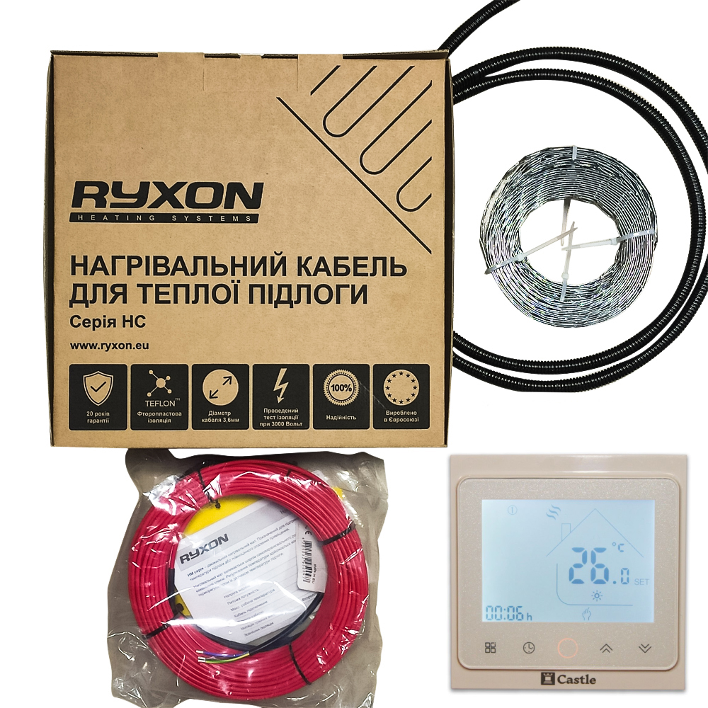 Нагревательный кабель Ryxon HC-20-100 м + сенсорный программируемый терморегулятор Wi - Fi (10,0-12,5 м2)
Нагревательный кабель Ryxon HC-20-100 м + сенсорный программируемый терморегулятор Wi - Fi (10,0-12,5 м2)