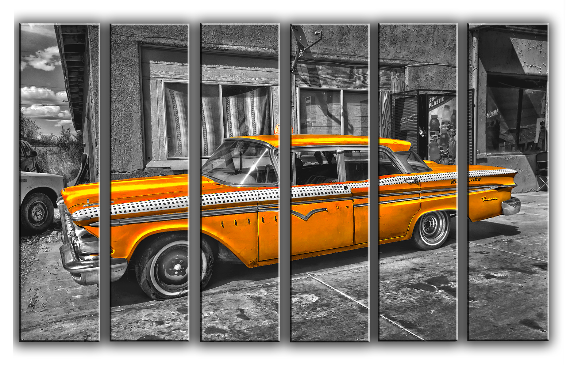 Модульная картина на холсте из 6 частей ретро такси taxi cab Hotel Arizona HD 112 см x 171 см
Модульная картина на холсте из 6 частей ретро такси taxi cab Hotel Arizona HD 112 см x 171 см