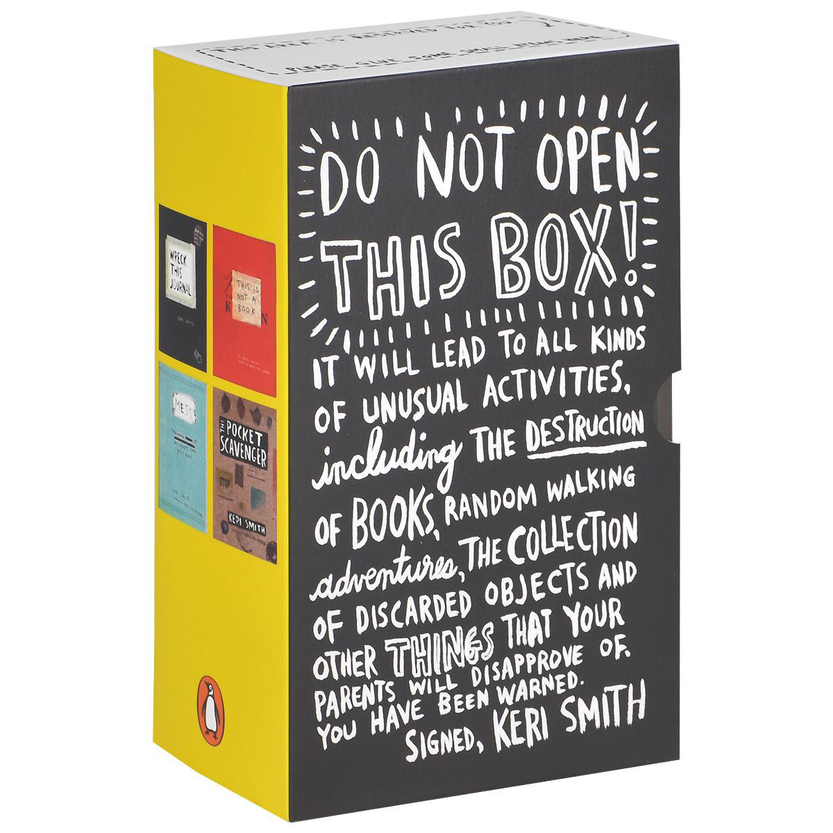 Do Not Open This Box! Wreck This Journal, This Is Not A Book, Mess, Pocket Scavenger (комплект из 4 книг)
Do Not Open This Box! Wreck This Journal, This Is Not A Book, Mess, Pocket Scavenger (комплект из 4 книг)