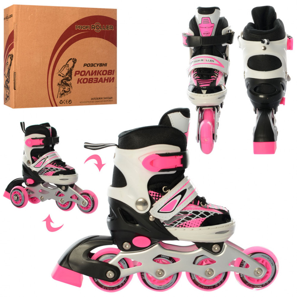 Детские раздвижные роликовые коньки Profi Roller Skates Mini Черно-розовый 27-30 размер на шнуровке
Детские раздвижные роликовые коньки Profi Roller Skates Mini Черно-розовый 27-30 размер на шнуровке