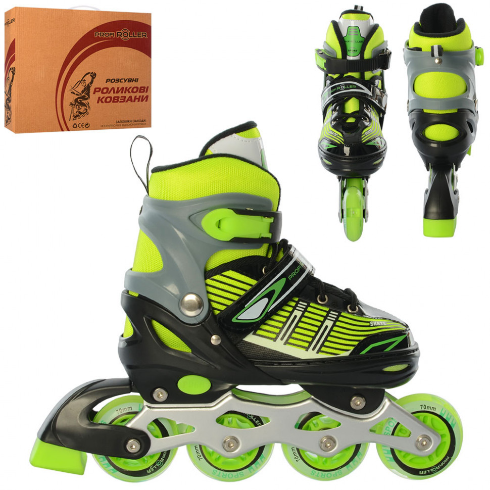 Детские раздвижные роликовые коньки Profi Roller Skates Paint Черно-зеленый 35-38 размер на шнуровке
Детские раздвижные роликовые коньки Profi Roller Skates Paint Черно-зеленый 35-38 размер на шнуровке