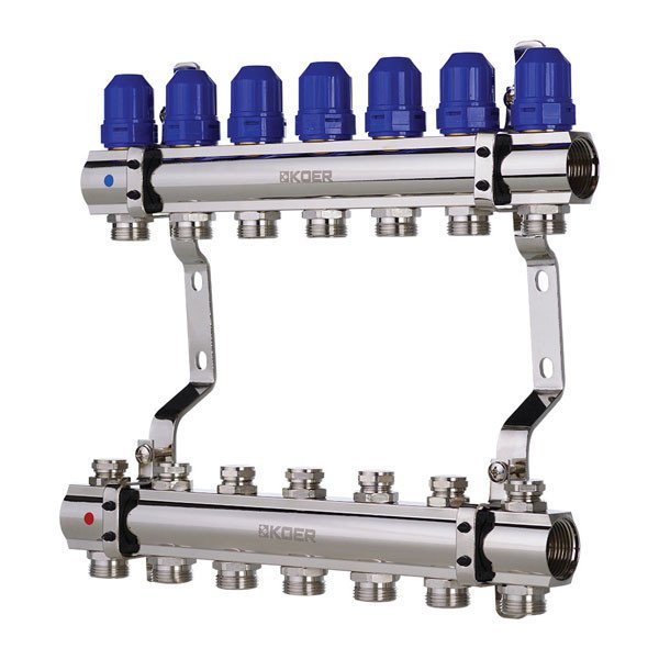 Коллекторный блок с термостатическими клапанами KOER KR.1100-07 1”x7 WAYS (KR2633)
Коллекторный блок с термостатическими клапанами KOER KR.1100-07 1”x7 WAYS (KR2633)