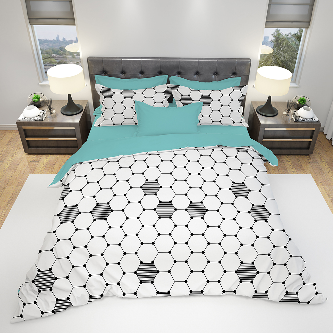 Комплект постельного белья Соты Семеновский колорит Светло-голубой 160х215 см КПБС-0212-1