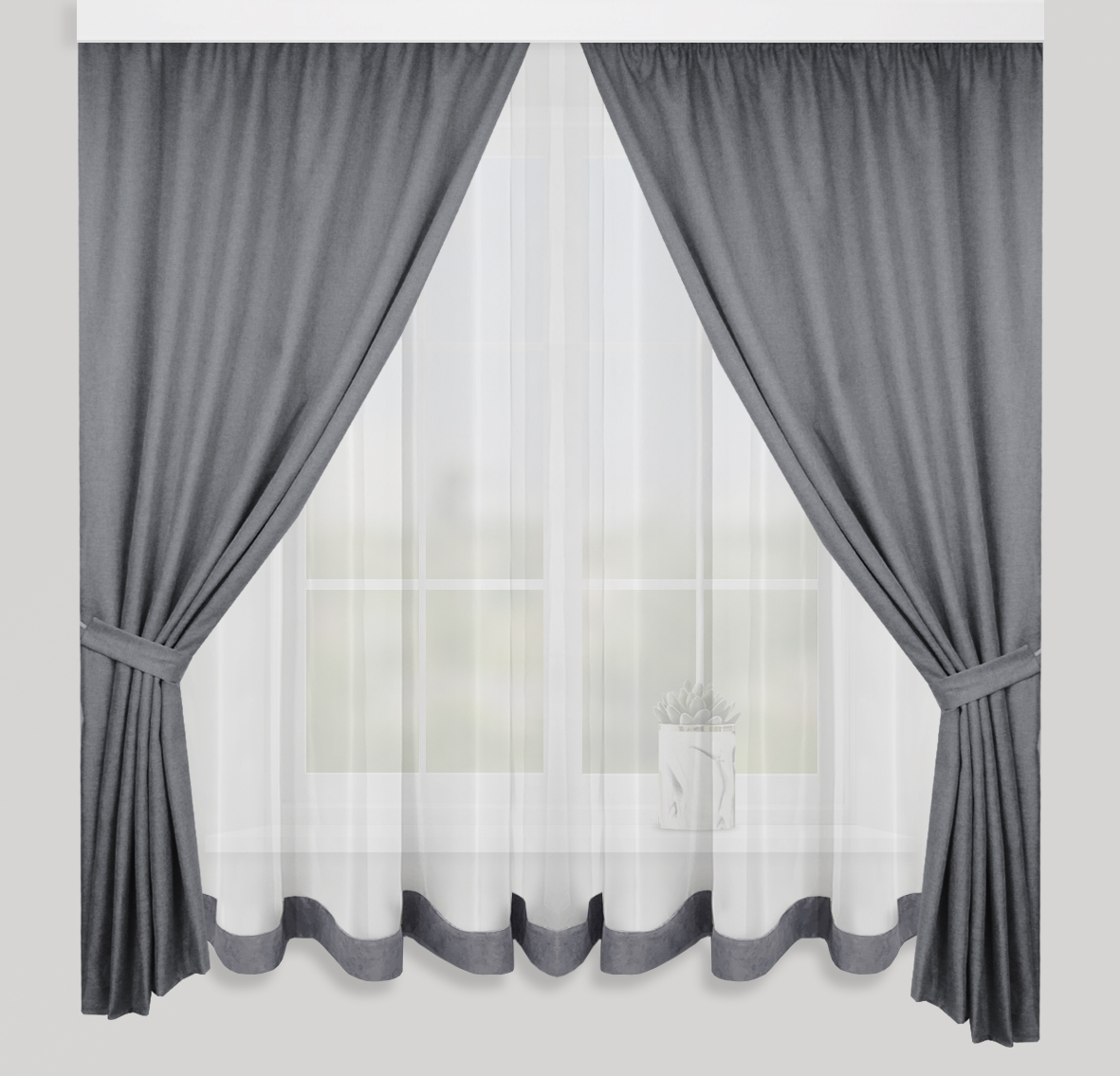 Штори з тюлем для кухні Adagio Windows Decor сірі у розмірах 2,9х1,6м - тюль, 1,4х1,6м - штори
Штори з тюлем для кухні Adagio Windows Decor сірі у розмірах 2,9х1,6м - тюль, 1,4х1,6м - штори