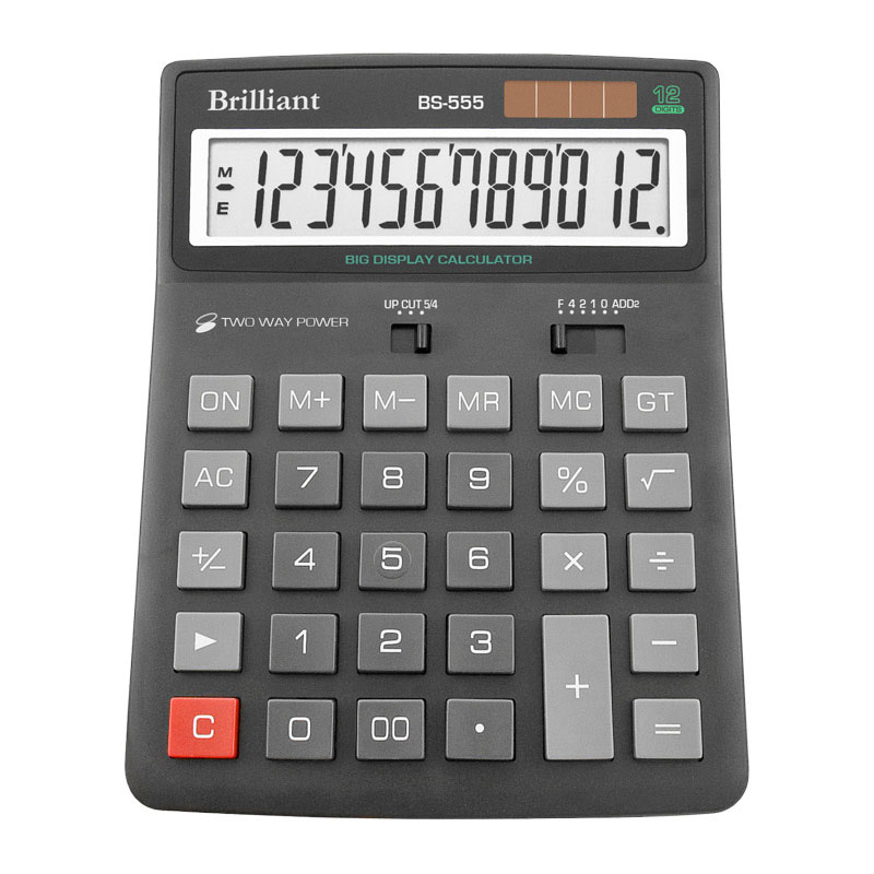 Калькулятор настольный Brilliant 155х201х35мм 12 разрядный пластик черный (BS 555)
Калькулятор настольный Brilliant 155х201х35мм 12 разрядный пластик черный (BS 555)