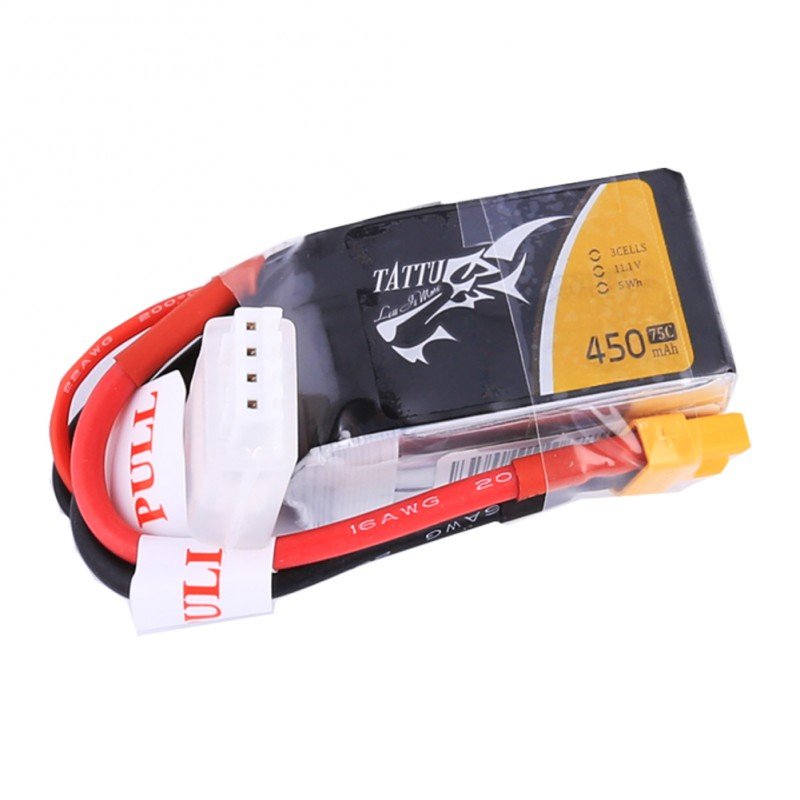 Аккумулятор Tattu LiPO 11,1В 450мАч 3S 75C 45х24х21мм 42г XT30 (TA-75C-450-3S1P)
Аккумулятор Tattu LiPO 11,1В 450мАч 3S 75C 45х24х21мм 42г XT30 (TA-75C-450-3S1P)