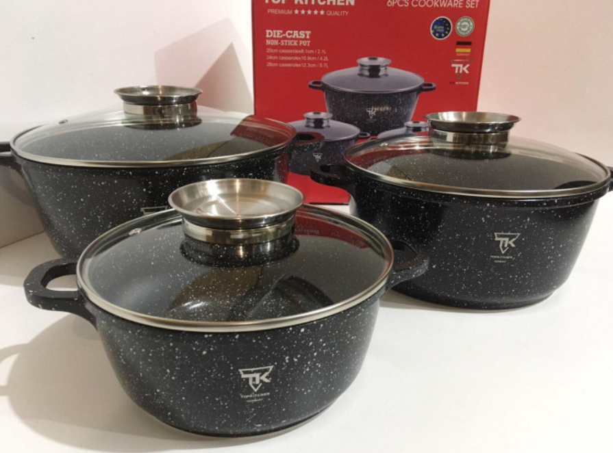Набор кастрюль с крышками Top Kitchen TK00021 с антипригарным покрытием из гранита 3 штуки 2.1 л (20 см) 4.2 л (24 см) 5.7 л (28 см)
Набор кастрюль с крышками Top Kitchen TK00021 с антипригарным покрытием из гранита 3 штуки 2.1 л (20 см) 4.2 л (24 см) 5.7 л (28 см)