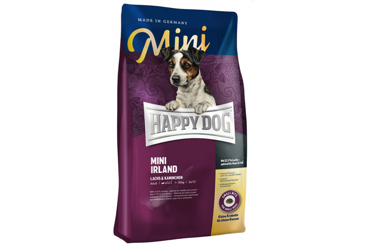 Сухой корм Happy Dog Mini Irland для взрослых собак мелких пород с проблемами кожи и шерсти с лососем 8 кг
Сухой корм Happy Dog Mini Irland для взрослых собак мелких пород с проблемами кожи и шерсти с лососем 8 кг