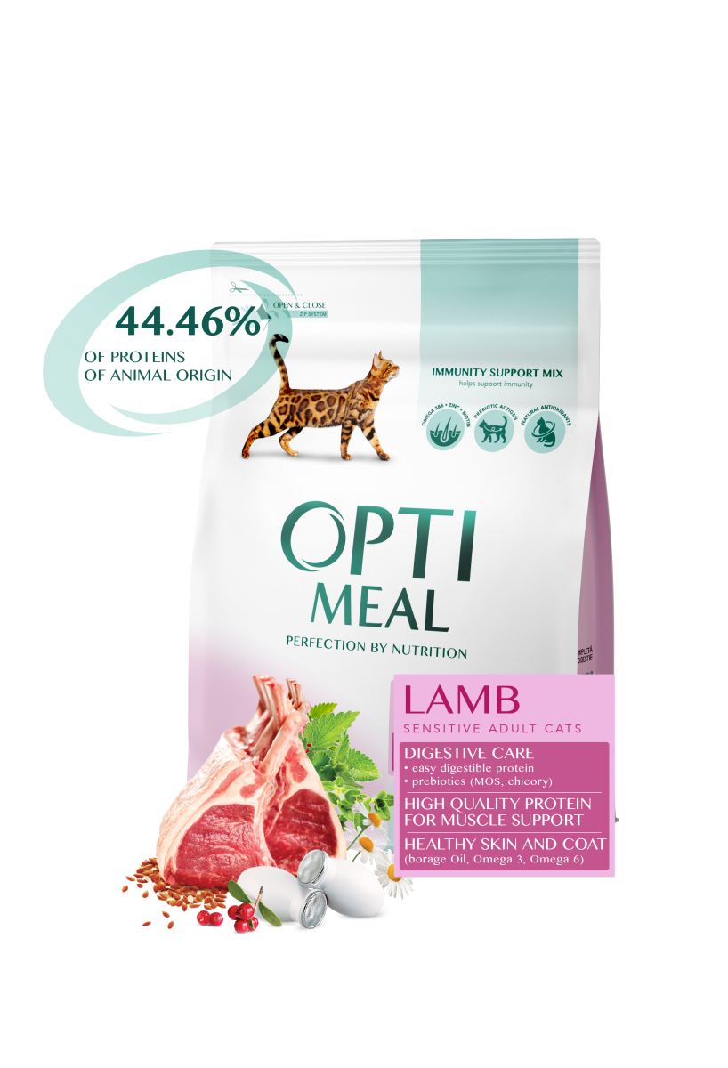 Сухой корм для котов Optimeal с чувствительным пищеварением с мясом ягненка 4 кг
Сухой корм для котов Optimeal с чувствительным пищеварением с мясом ягненка 4 кг