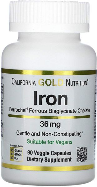 Железо Iron Ferrochel Ferrous Bisglycinate Chelate California Gold Nutrition 36 мг 90 капсул (CG024)
Железо Iron Ferrochel Ferrous Bisglycinate Chelate California Gold Nutrition 36 мг 90 капсул (CG024)