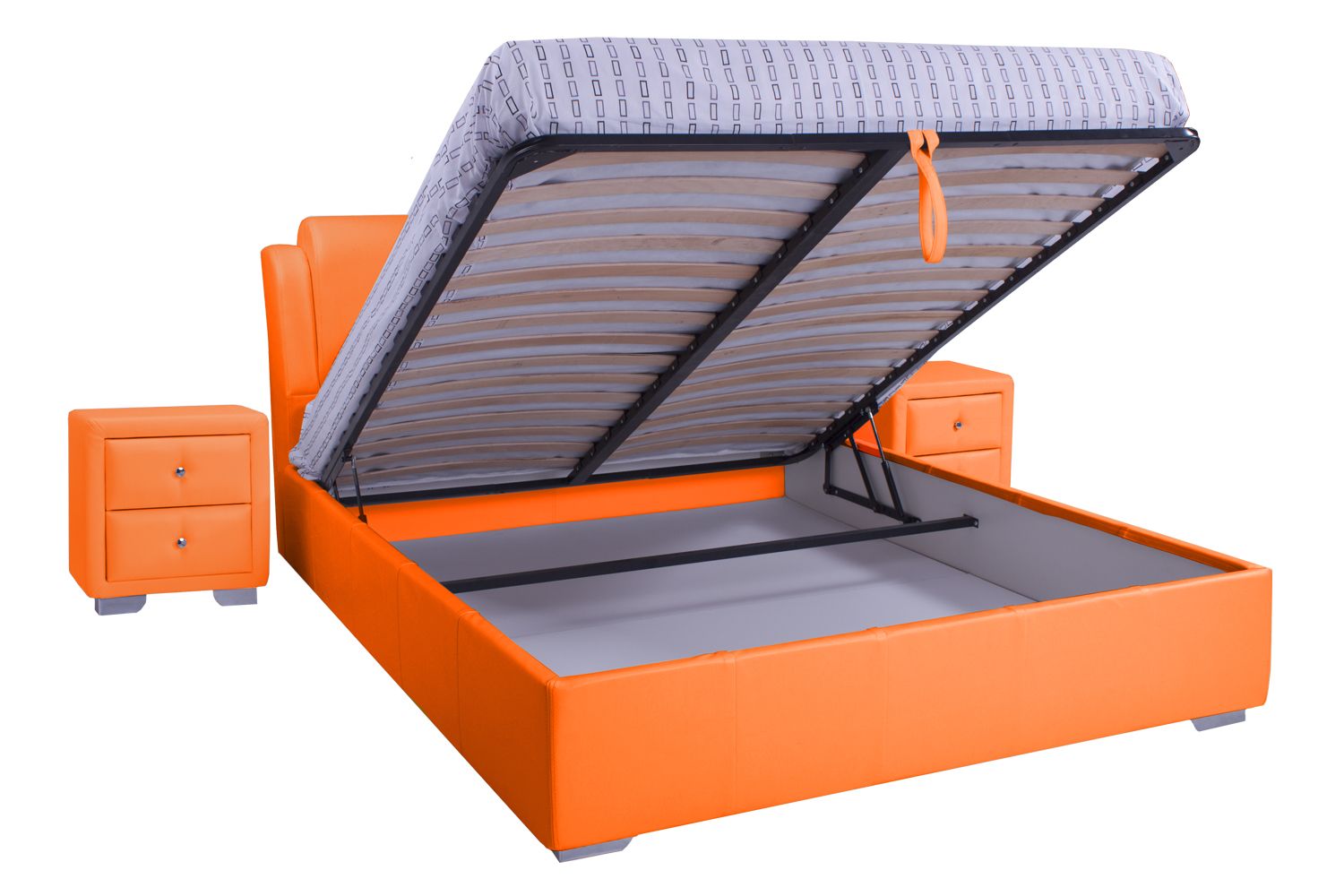 Кровать со съемным чехлом и механизмом Zevs-M Калифорния (металлический каркас) Boom 17 оранжевая 160х190