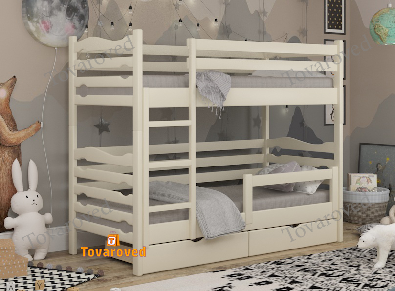 Двухъярусная кровать с Ящиками 90х200 и бортиком защитным внизу Wellmebely Эрика Трансформер сосна Бежевый Л6
Двухъярусная кровать с Ящиками 90х200 и бортиком защитным внизу Wellmebely Эрика Трансформер сосна Бежевый Л6
