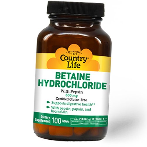 Бетаин Гидрохлорид с Пепсином, Betaine Hydrochloride, Country Life 100таб (72124018)
Бетаин Гидрохлорид с Пепсином, Betaine Hydrochloride, Country Life 100таб (72124018)