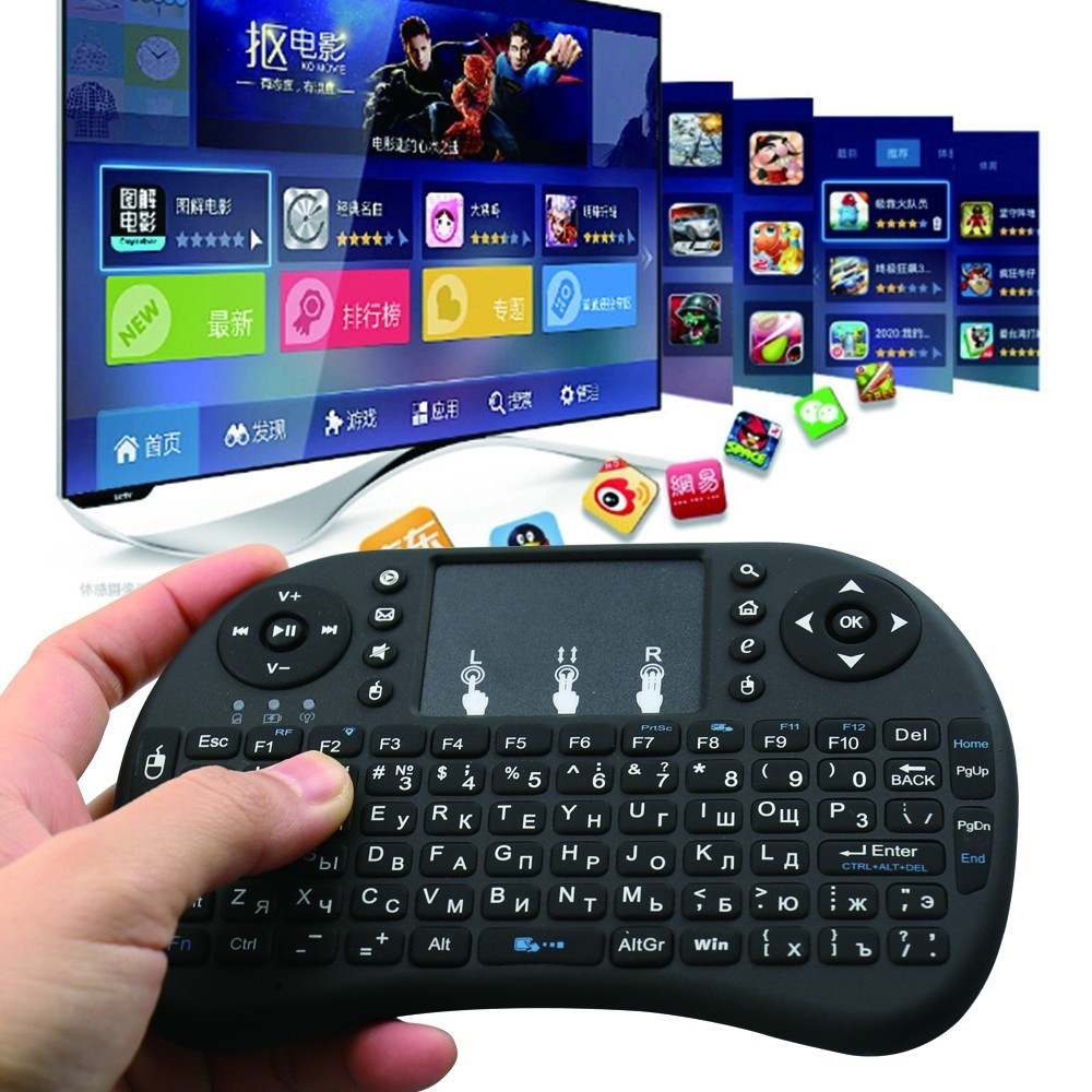 Беспроводная англо-русская клавиатура с тачпадом для Smart TV UKC Rii mini i8 2.4G черная
Беспроводная англо-русская клавиатура с тачпадом для Smart TV UKC Rii mini i8 2.4G черная
