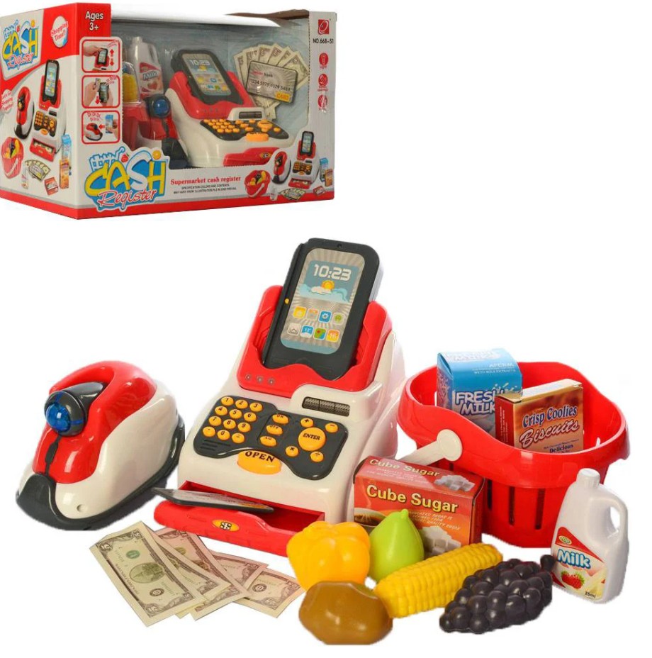 Кассовый аппарат игровой 668-51 сканер, звук, свет, корзинка с продуктами, деньги
Кассовый аппарат игровой 668-51 сканер, звук, свет, корзинка с продуктами, деньги
