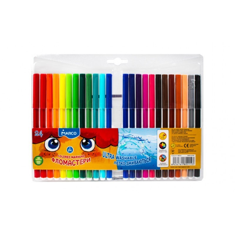Фломастеры Marco Super Washable смываемые водой на водной основе, 24 цвета 1690-24
Фломастеры Marco Super Washable смываемые водой на водной основе, 24 цвета 1690-24
