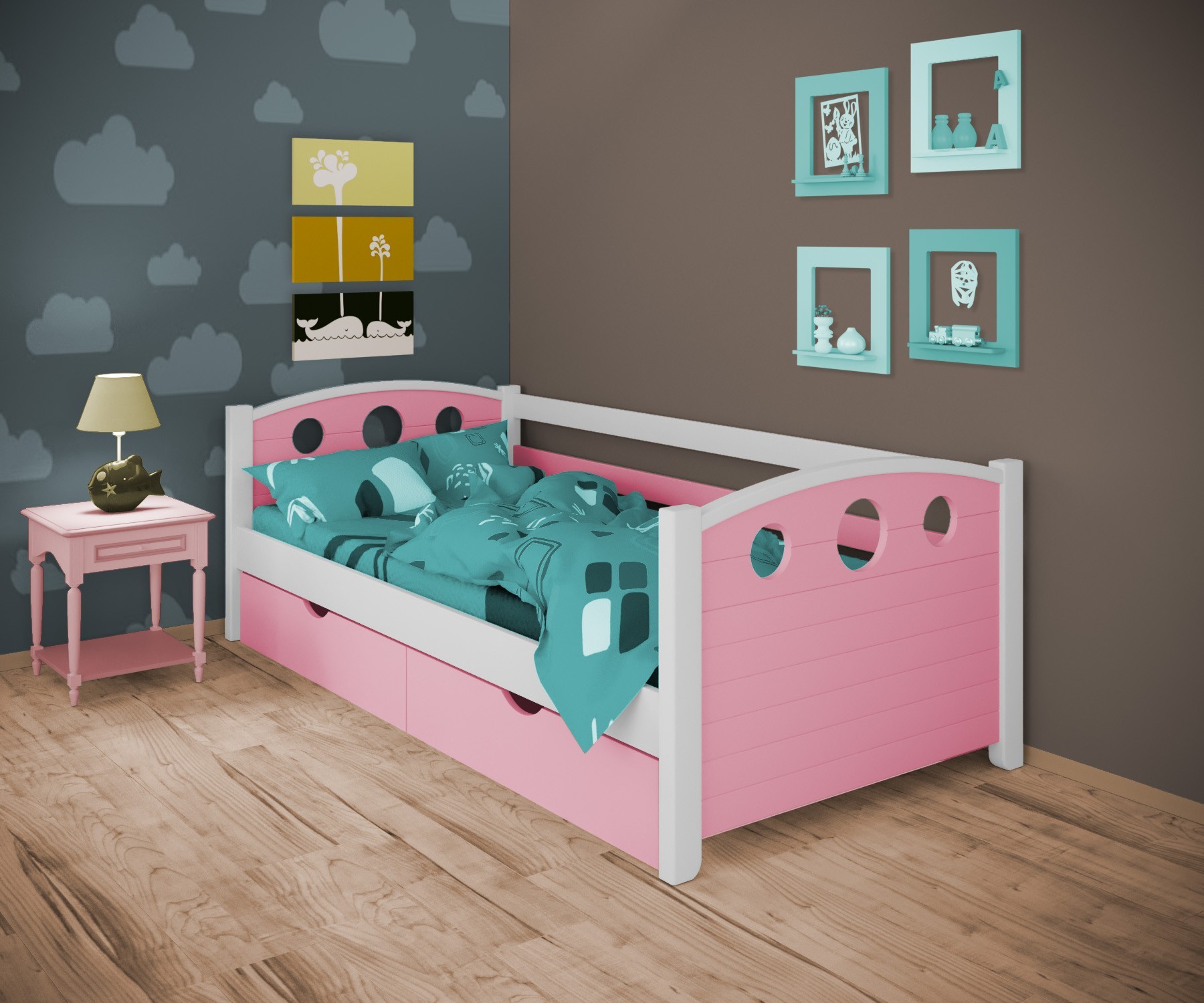 Кровать односпальная тахта RainbowDream Окки 90х190 см бело-розовый массив ольхи, с ящиками
Кровать односпальная тахта RainbowDream Окки 90х190 см бело-розовый массив ольхи, с ящиками