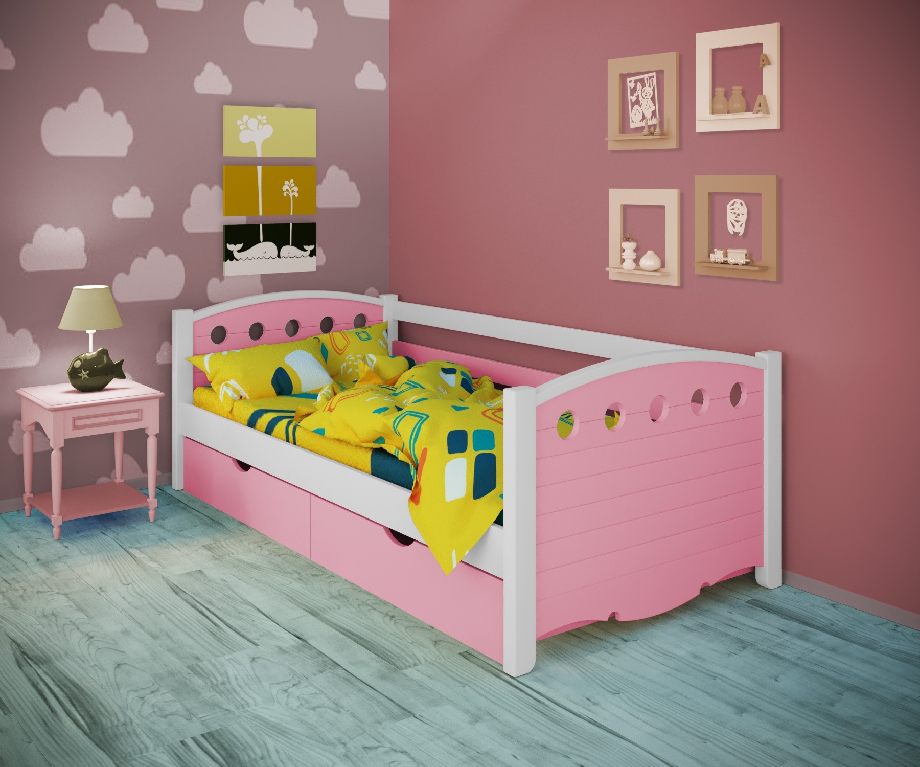 Кровать односпальная тахта RainbowDream Анри 90х190 см бело-розовый массив ольхи, с ящиками
Кровать односпальная тахта RainbowDream Анри 90х190 см бело-розовый массив ольхи, с ящиками