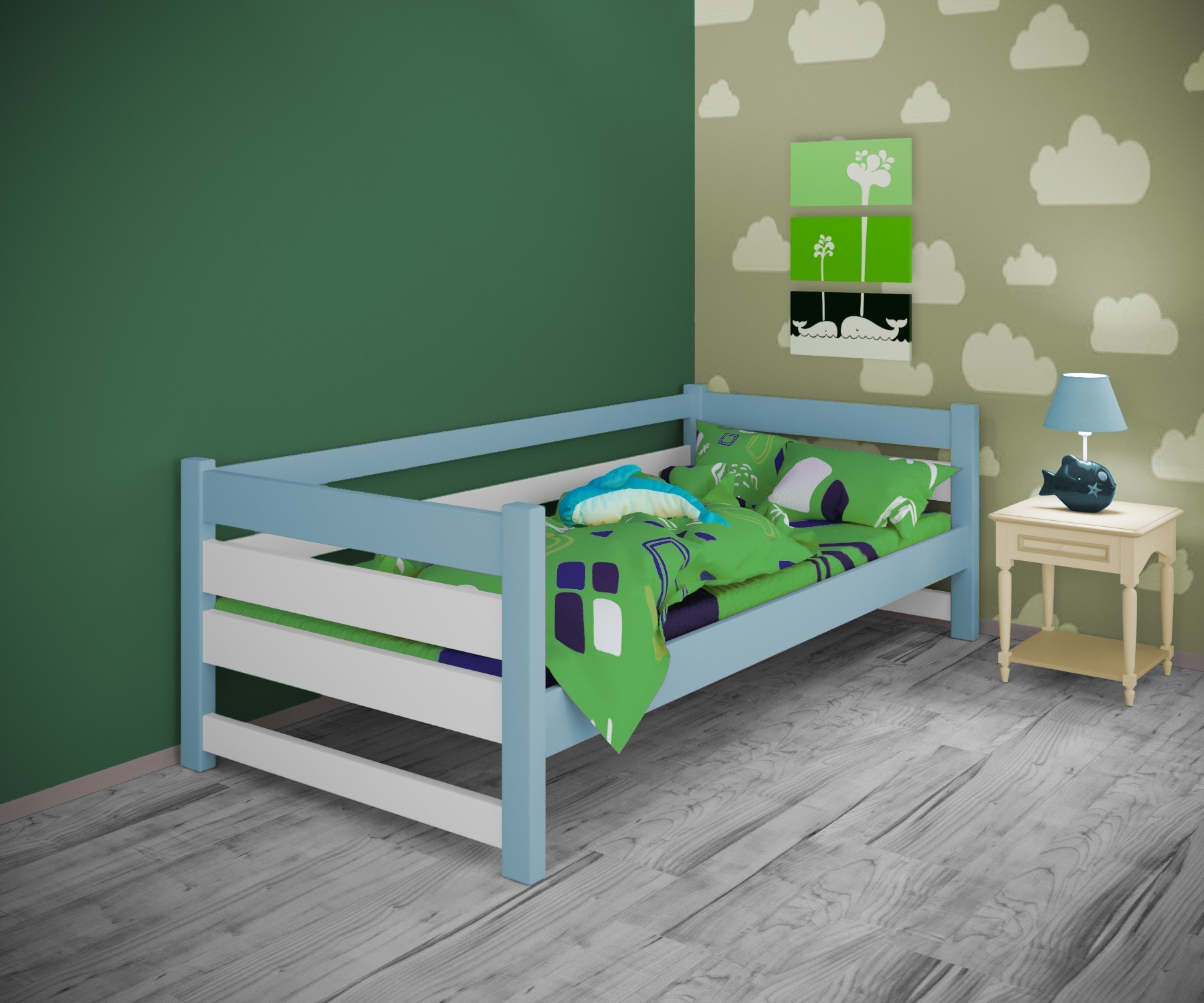 Кровать односпальная тахта RainbowDream Мартино 90х190 см бело-голубой массив ольхи, без ящиков
Кровать односпальная тахта RainbowDream Мартино 90х190 см бело-голубой массив ольхи, без ящиков
