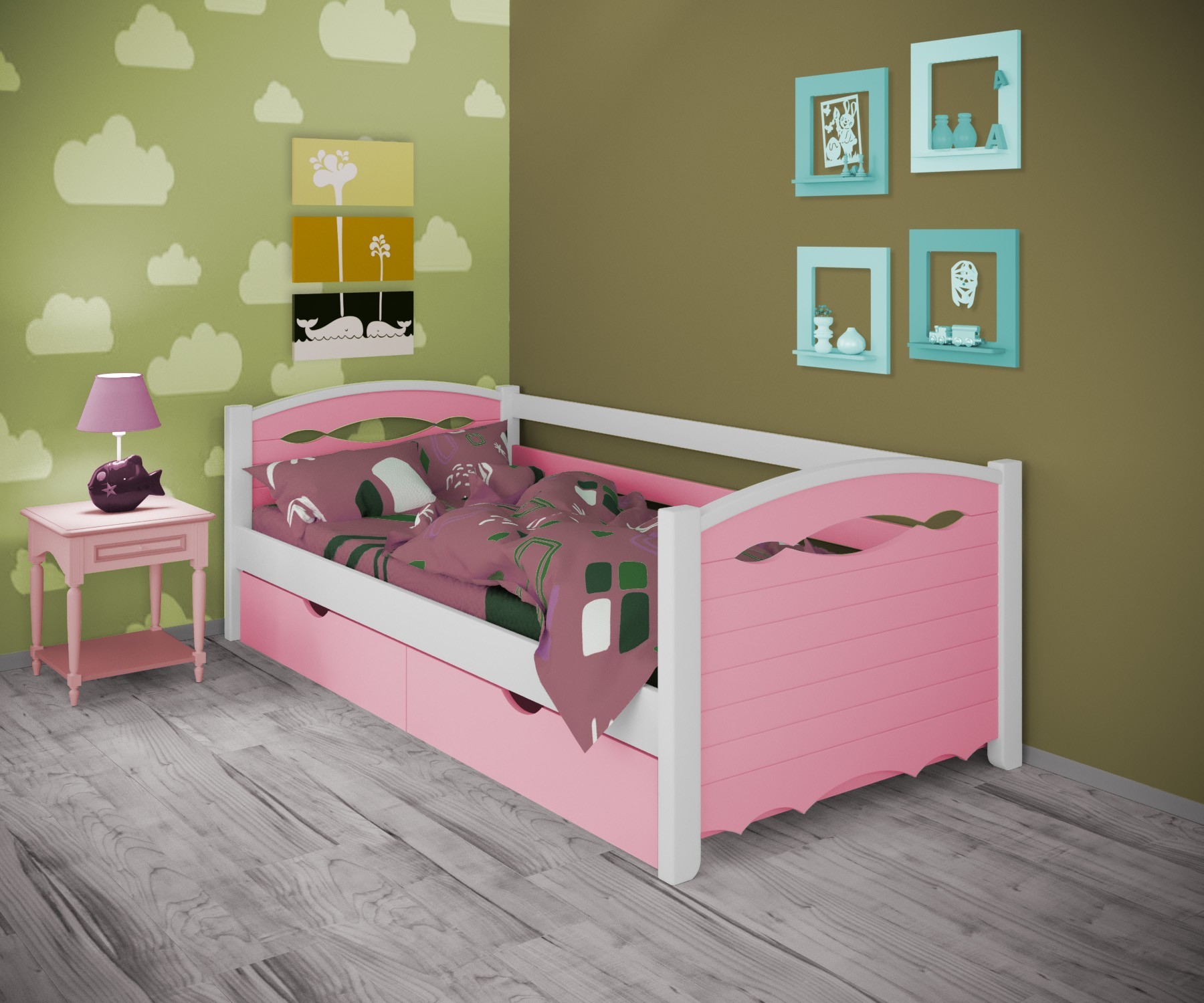 Кровать односпальная тахта RainbowDream Новус 90х190 см бело-розовый массив ольхи, с ящиками
Кровать односпальная тахта RainbowDream Новус 90х190 см бело-розовый массив ольхи, с ящиками
