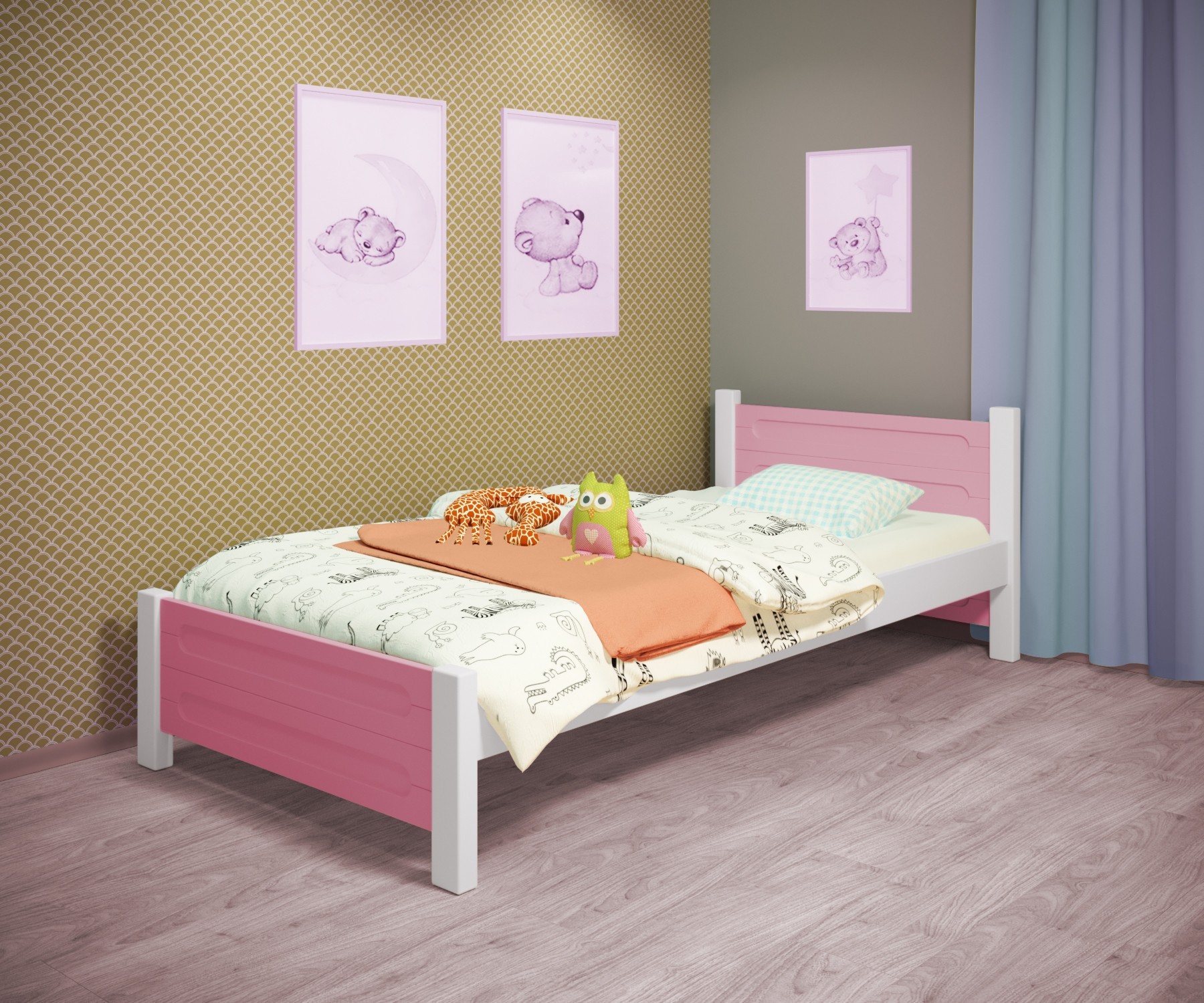 Кровать односпальная RainbowDream Йокка 80х190 см бело-розовый массив ольхи, без ящиков
Кровать односпальная RainbowDream Йокка 80х190 см бело-розовый массив ольхи, без ящиков