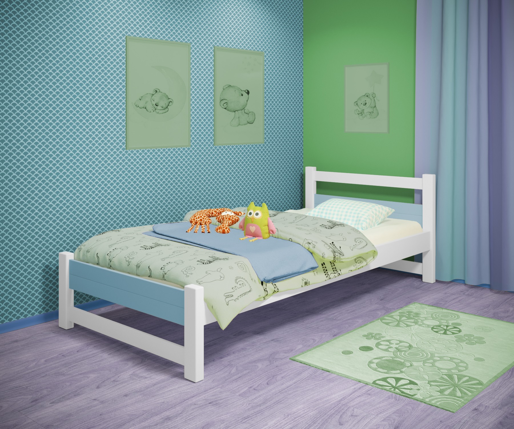 Кровать односпальная RainbowDream Филипп 80х190 см бело-голубой массив ольхи, без ящиков
Кровать односпальная RainbowDream Филипп 80х190 см бело-голубой массив ольхи, без ящиков