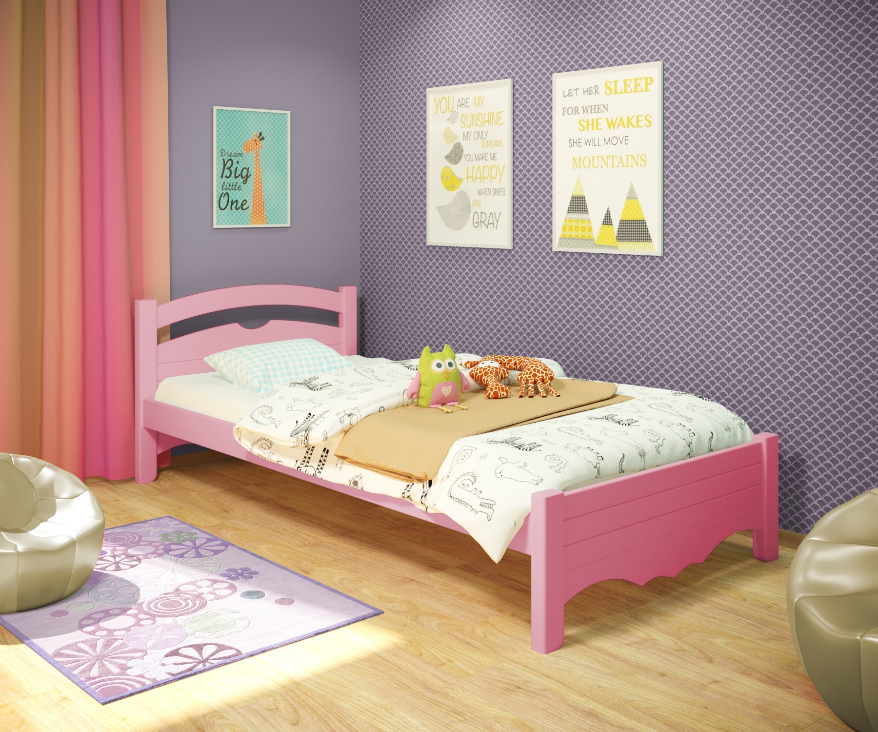Кровать односпальная RainbowDream Фирина 80х190 см розовый массив ольхи, без ящиков
Кровать односпальная RainbowDream Фирина 80х190 см розовый массив ольхи, без ящиков